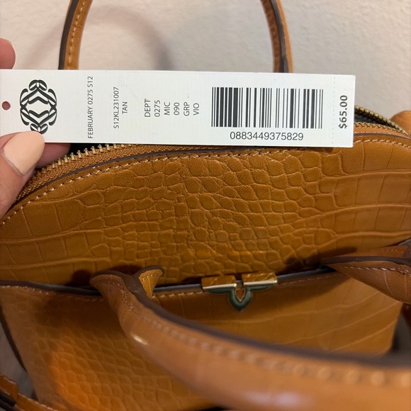 Kate Landry Tan Croc Embossed Mini Satchel Crossbody Bag - Picture 6 of 6